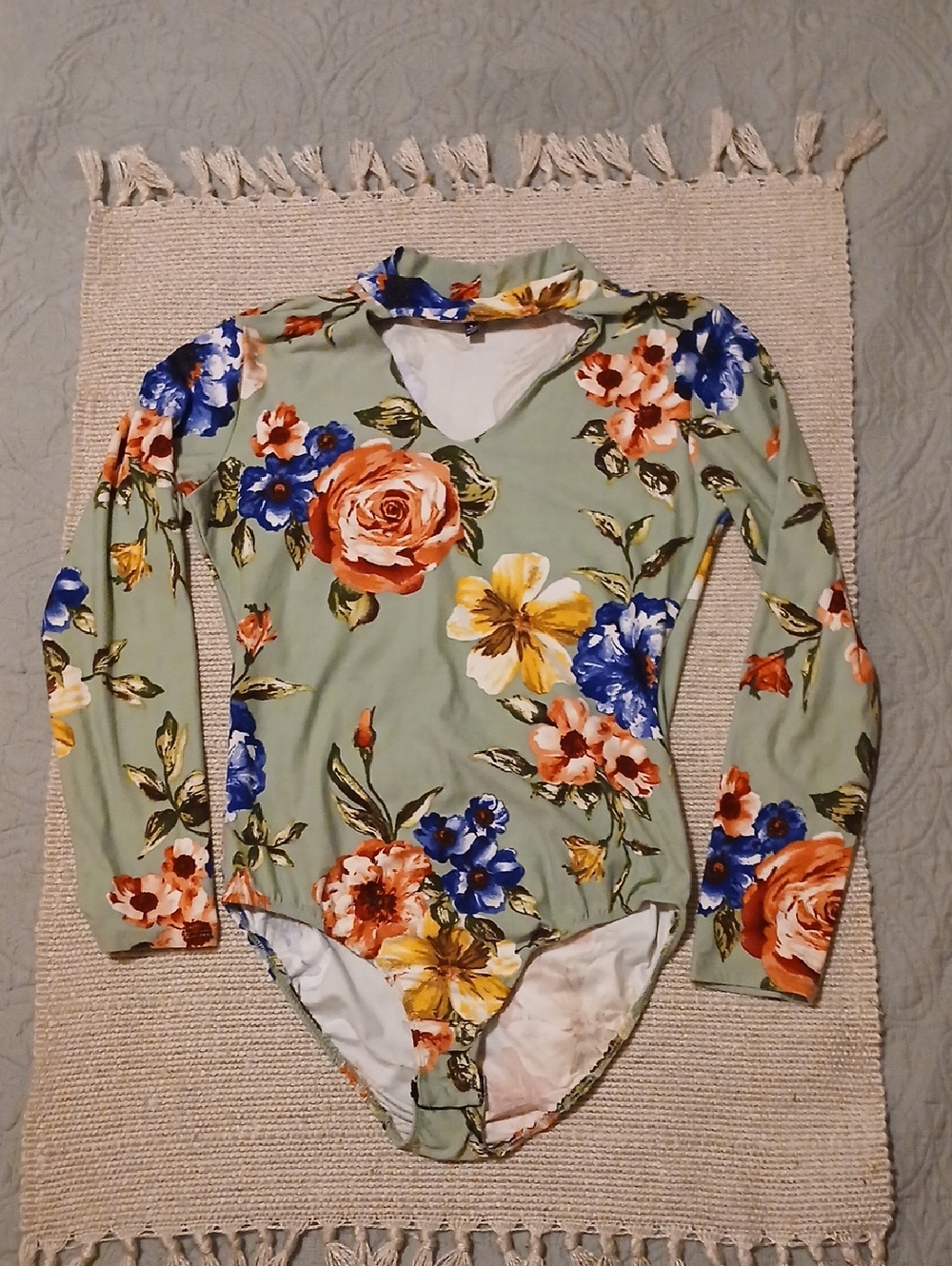 cleo Multicolor Floral Print Long Sleeve Bodysuit